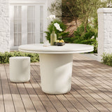 Portico 48" Indoor - Outdoor Patio Concrete Round Dining Table in White