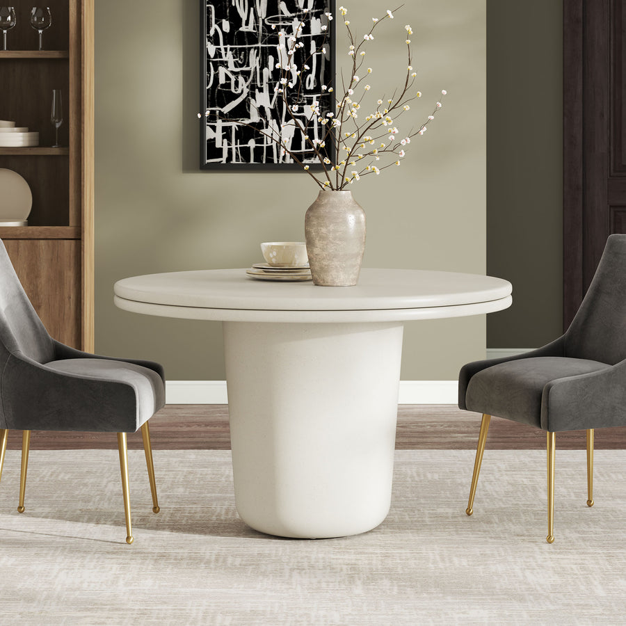 Portico 48" Indoor - Outdoor Patio Concrete Round Dining Table in White