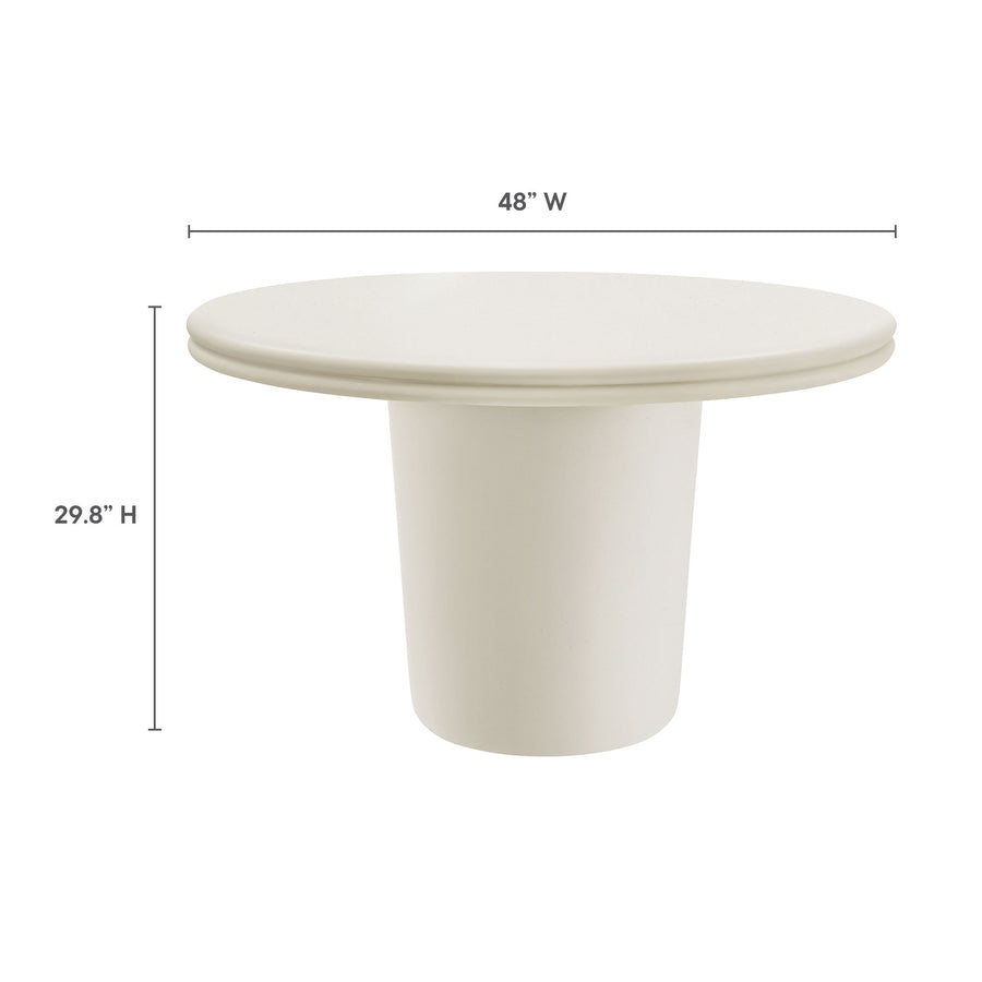 Portico 48" Indoor - Outdoor Patio Concrete Round Dining Table in White