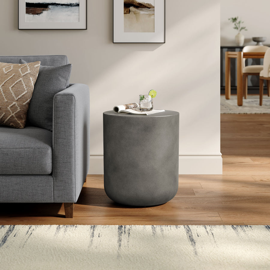 Portico Indoor - Outdoor Patio Concrete Stool in Gray