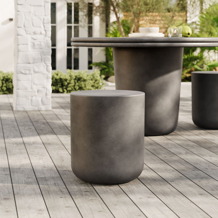 Brion Indoor - Outdoor Patio Concrete Stool in Gray