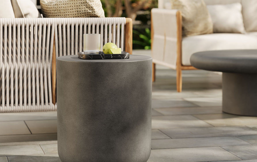 Portico Indoor - Outdoor Patio Concrete Stool in Gray
