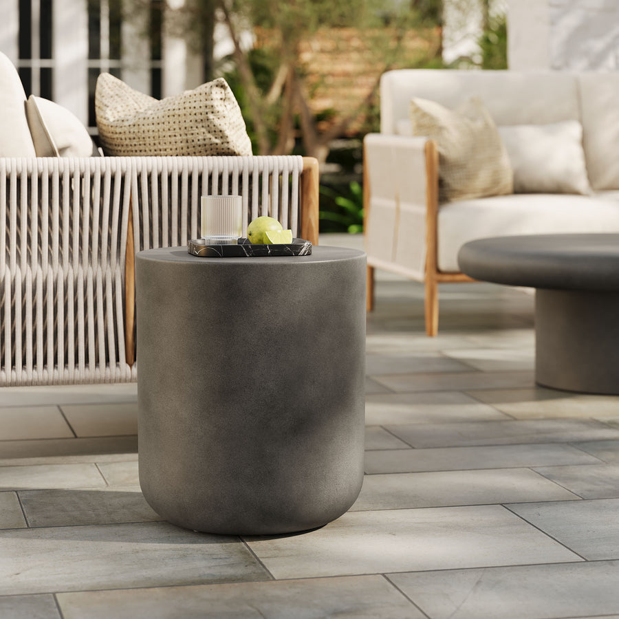 Portico Indoor - Outdoor Patio Concrete Stool in Gray