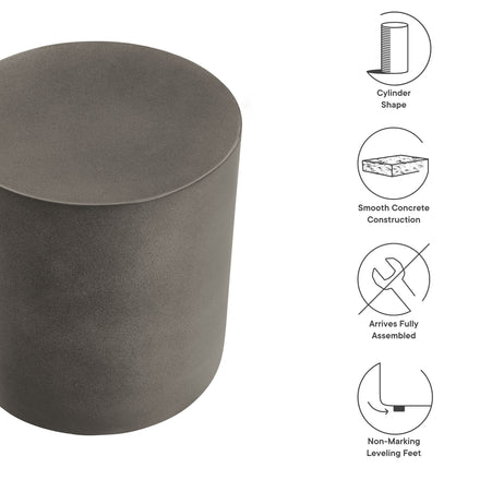 Brion Indoor - Outdoor Patio Concrete Stool in Gray