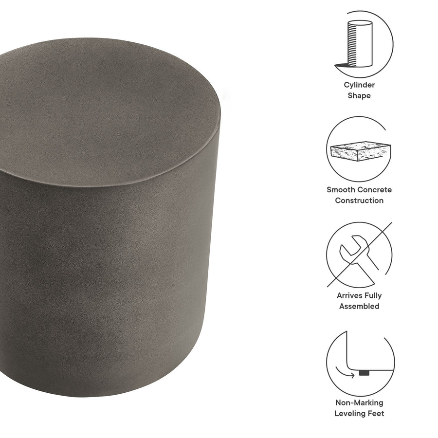 Portico Indoor - Outdoor Patio Concrete Stool in Gray