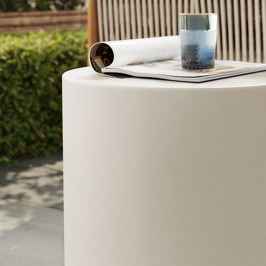 Portico Indoor - Outdoor Patio Concrete Stool in White