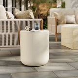 Portico Indoor - Outdoor Patio Concrete Stool in White