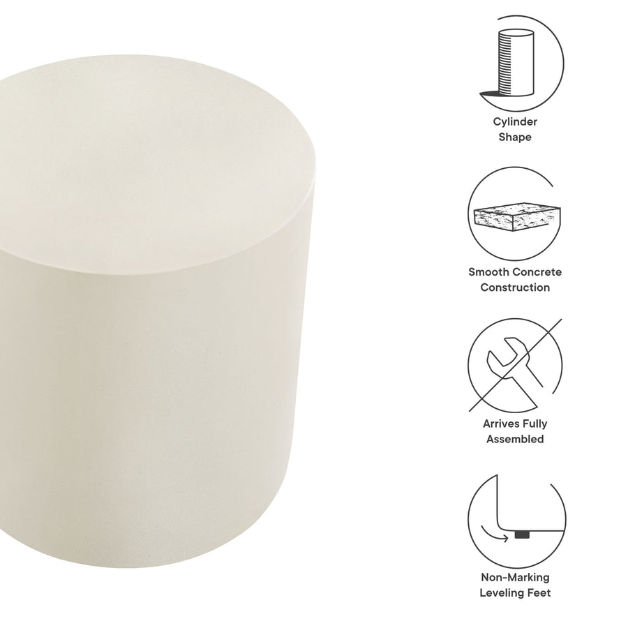 Portico Indoor - Outdoor Patio Concrete Stool in White