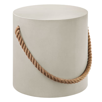Isera Indoor - Outdoor Patio Rope Concrete Side Table Stool by Furniture For America