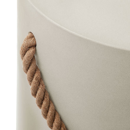 Isera Indoor - Outdoor Patio Rope Concrete Side Table Stool in Light Gray