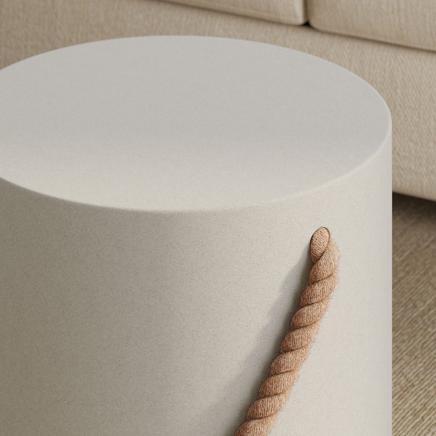 Isera Indoor - Outdoor Patio Rope Concrete Side Table Stool by Furniture For America