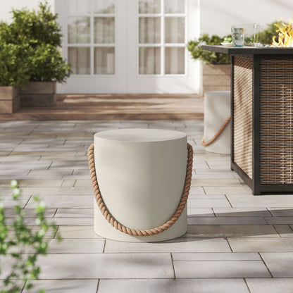 Isera Indoor - Outdoor Patio Rope Concrete Side Table Stool by Furniture For America