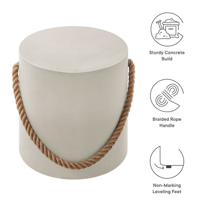 Isera Indoor - Outdoor Patio Rope Concrete Side Table Stool by Furniture For America