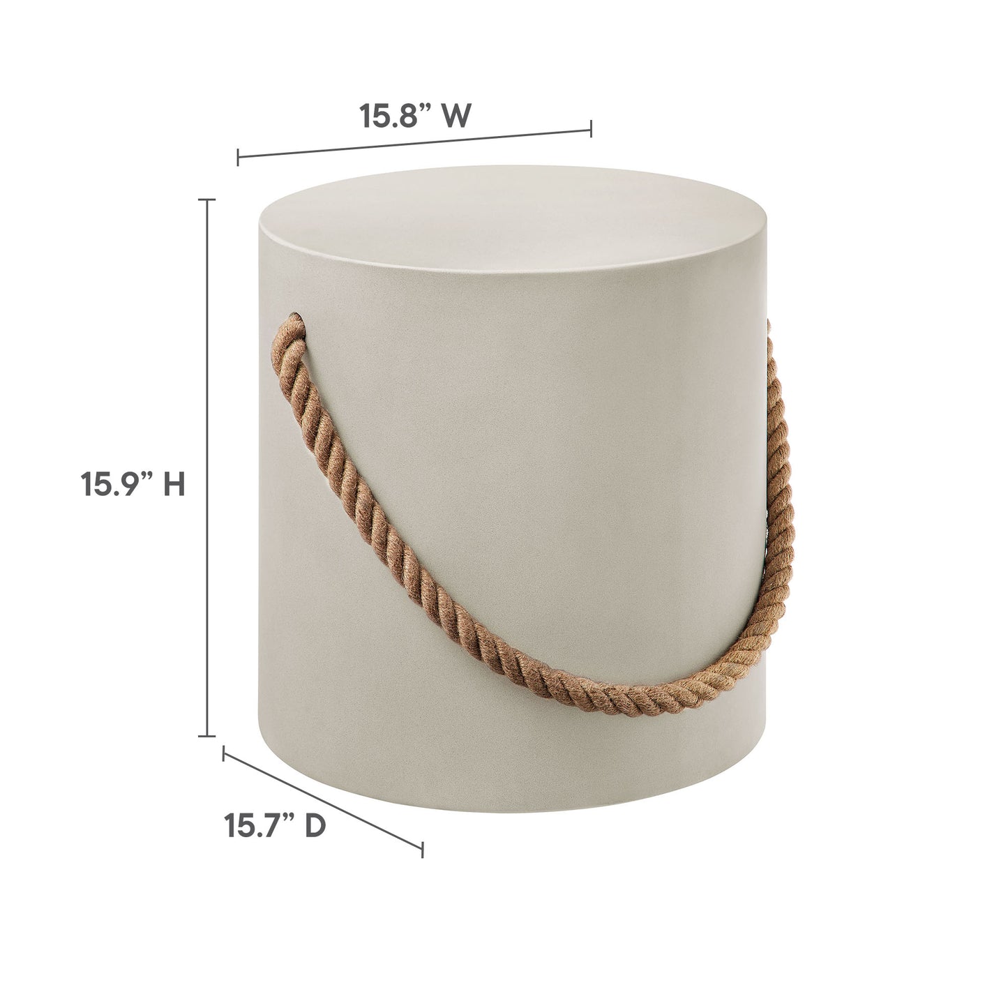 Isera Indoor - Outdoor Patio Rope Concrete Side Table Stool by Furniture For America