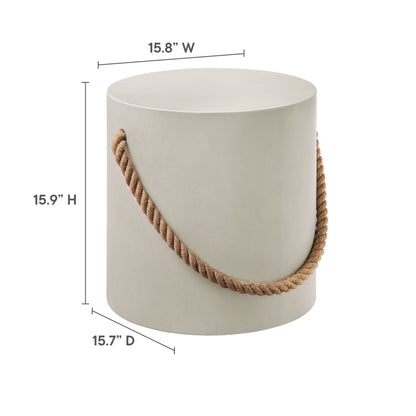Isera Indoor - Outdoor Patio Rope Concrete Side Table Stool by Furniture For America