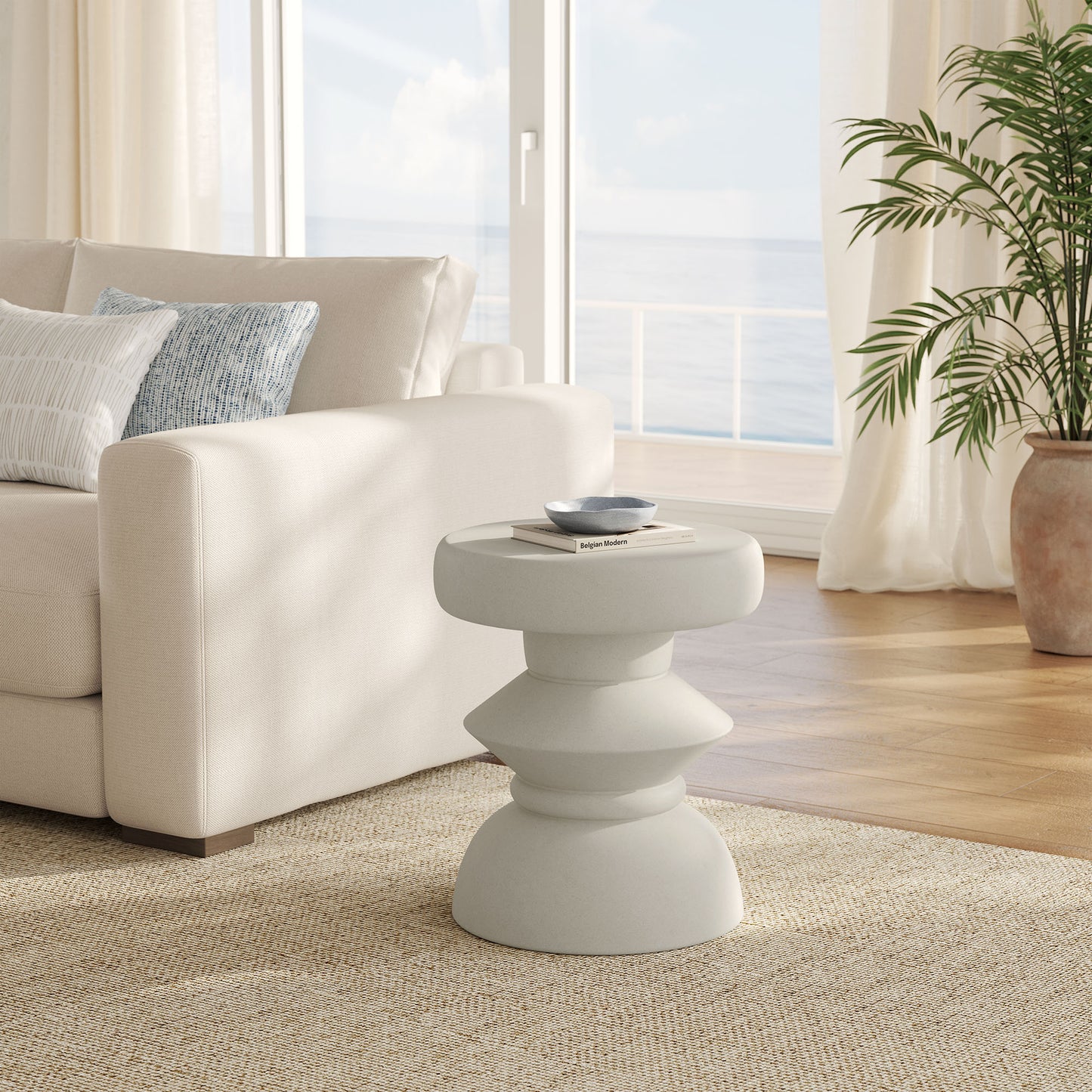 Terza Indoor - Outdoor Patio Concrete Side Table by Furniture For America