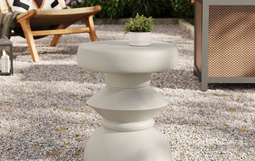 Marstal Indoor - Outdoor Patio Concrete Side Table in Light Gray
