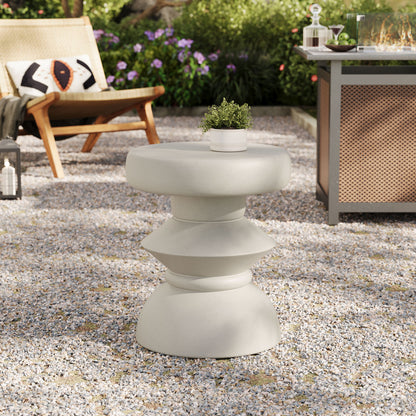 Terza Indoor - Outdoor Patio Concrete Side Table by Furniture For America