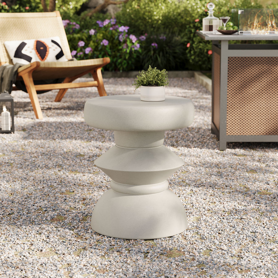 Marstal Indoor - Outdoor Patio Concrete Side Table in Light Gray