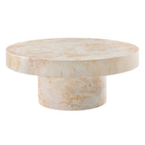 Una Indoor - Outdoor Patio Concrete Round Coffee Table in Honey Onyx