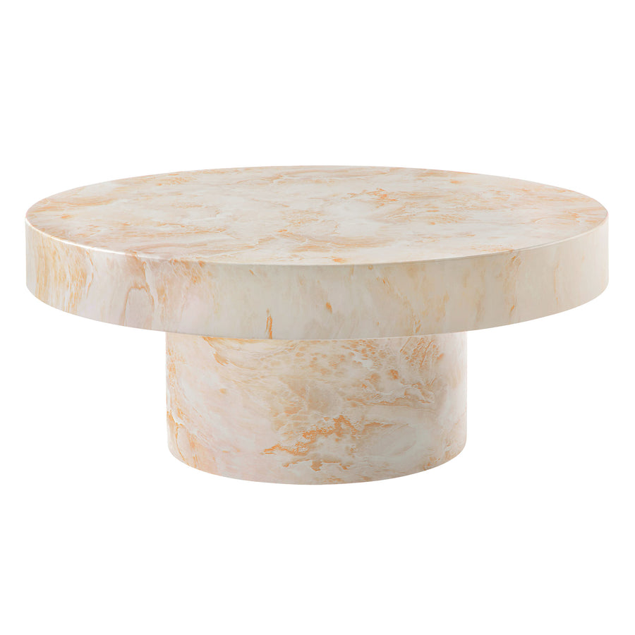 Una Indoor - Outdoor Patio Concrete Round Coffee Table in Honey Onyx