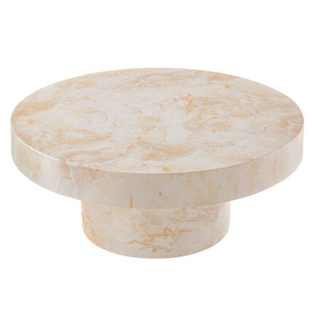 Alora Indoor - Outdoor Patio Concrete Round Coffee Table in Honey Onyx