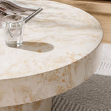 Una Indoor - Outdoor Patio Concrete Round Coffee Table in Honey Onyx