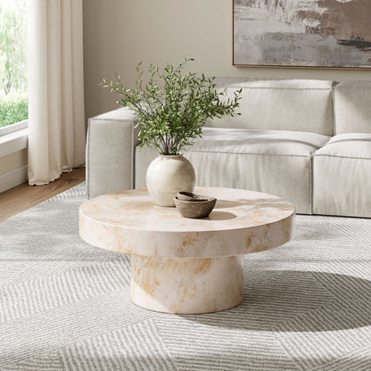 Alora Indoor - Outdoor Patio Concrete Round Coffee Table by Furniture For America