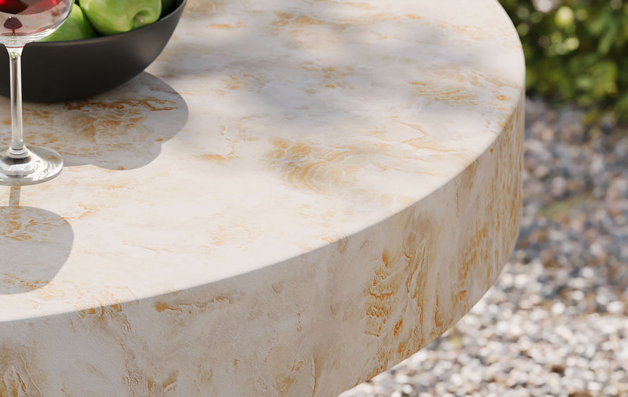 Una Indoor - Outdoor Patio Concrete Round Coffee Table in Honey Onyx