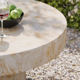 Una Indoor - Outdoor Patio Concrete Round Coffee Table in Honey Onyx