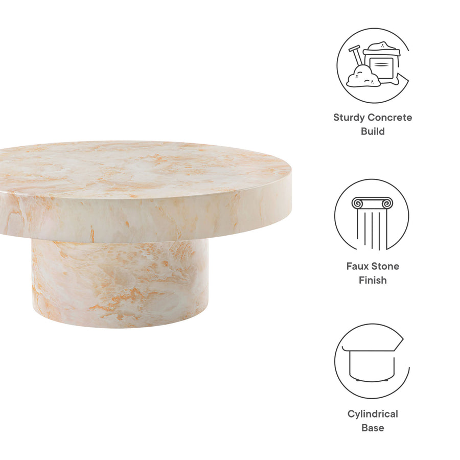 Una Indoor - Outdoor Patio Concrete Round Coffee Table in Honey Onyx