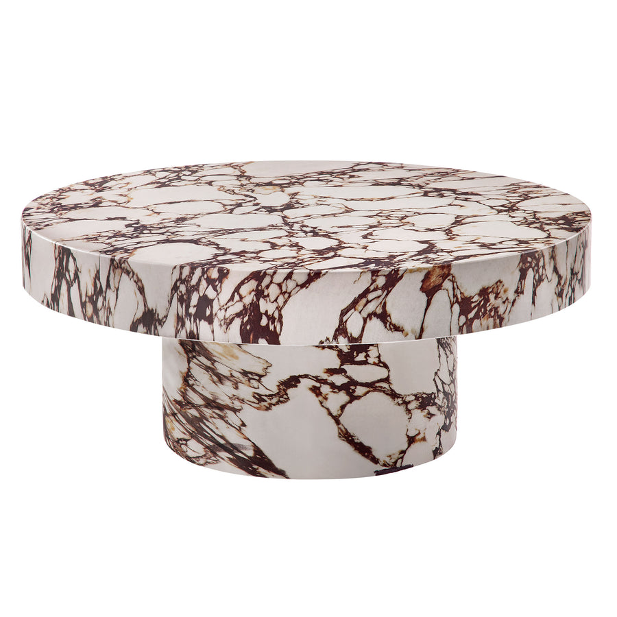 Una Indoor - Outdoor Patio Concrete Round Coffee Table in Red Marble