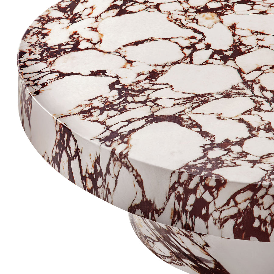 Una Indoor - Outdoor Patio Concrete Round Coffee Table in Red Marble