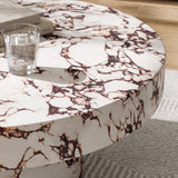 Una Indoor - Outdoor Patio Concrete Round Coffee Table in Red Marble