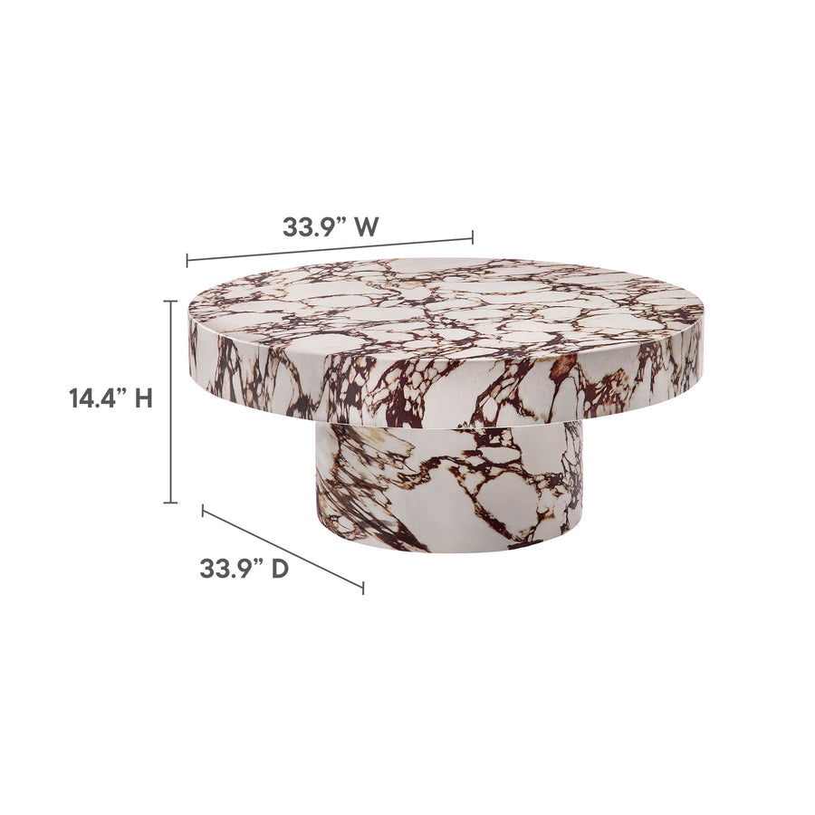 Una Indoor - Outdoor Patio Concrete Round Coffee Table in Red Marble
