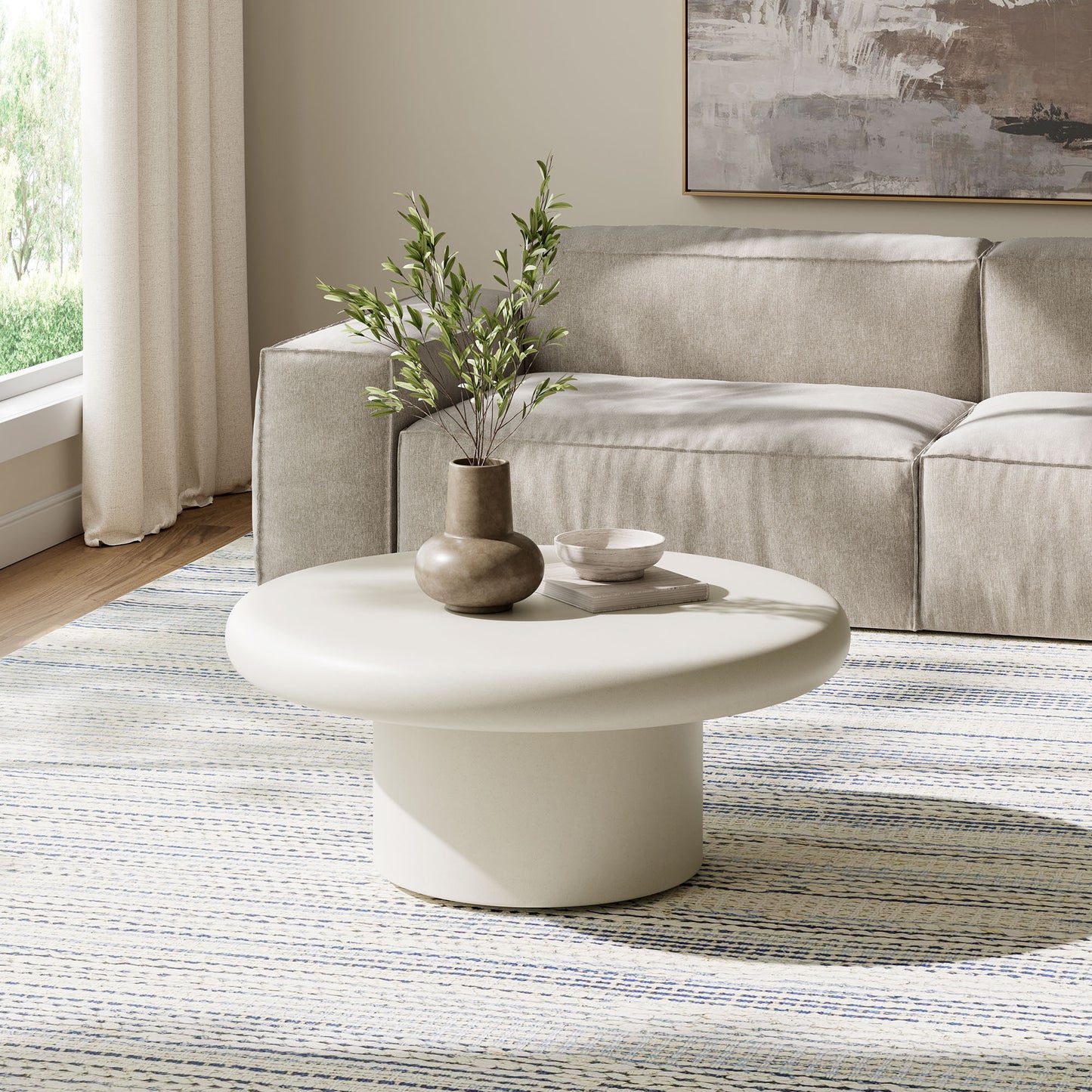 Argos Indoor - Outdoor Patio Concrete Round Coffee Table by Furniture For America