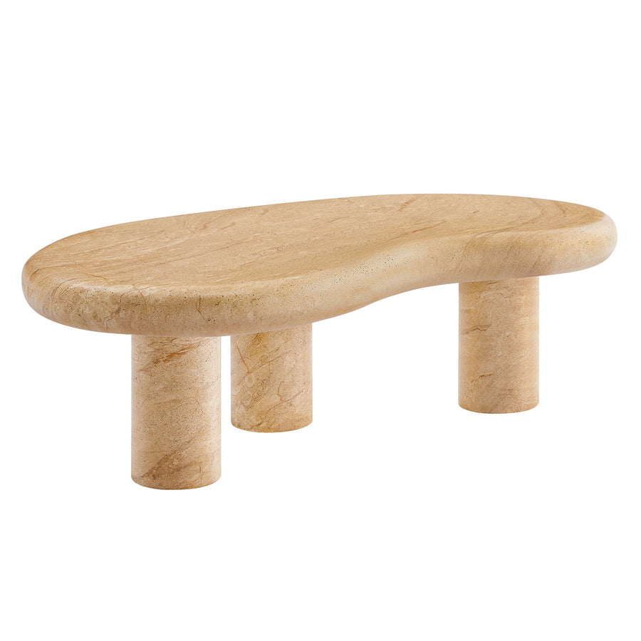 Wade Indoor - Outdoor Patio Textured Faux Travertine Coffee Table in Travertine