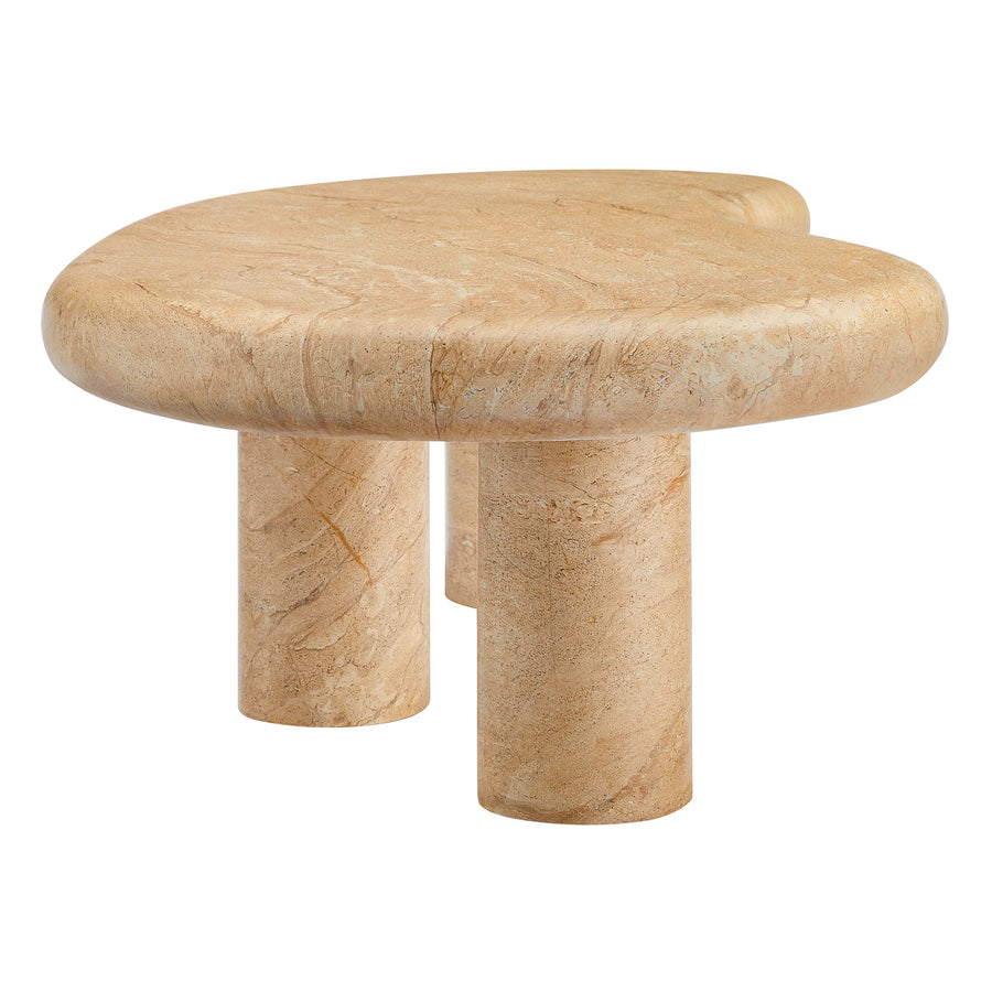 Wade Indoor - Outdoor Patio Textured Faux Travertine Coffee Table in Travertine