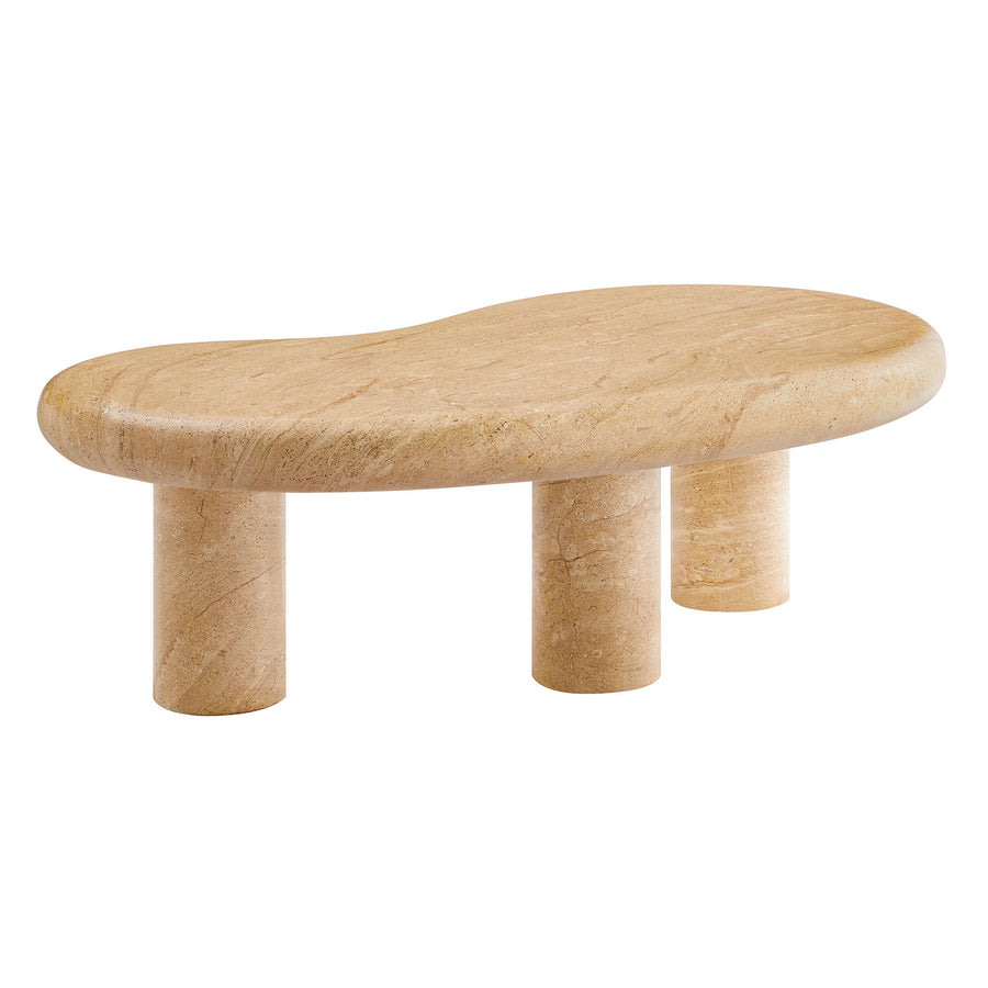 Wade Indoor - Outdoor Patio Textured Faux Travertine Coffee Table in Travertine