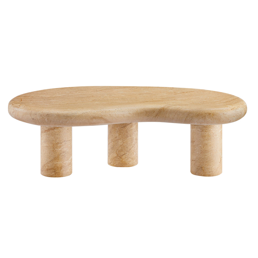 Wade Indoor - Outdoor Patio Textured Faux Travertine Coffee Table in Travertine