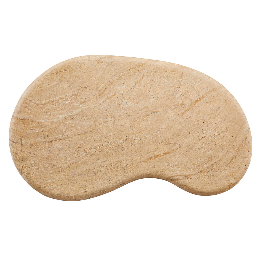 Wade Indoor - Outdoor Patio Textured Faux Travertine Coffee Table in Travertine