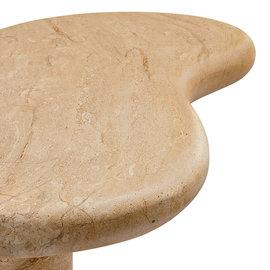Wade Indoor - Outdoor Patio Textured Faux Travertine Coffee Table in Travertine