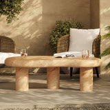 Wade Indoor - Outdoor Patio Textured Faux Travertine Coffee Table in Travertine