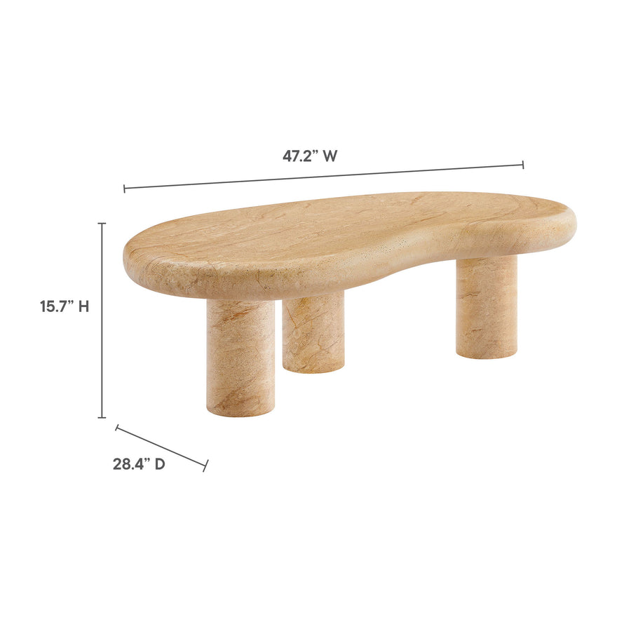 Wade Indoor - Outdoor Patio Textured Faux Travertine Coffee Table in Travertine