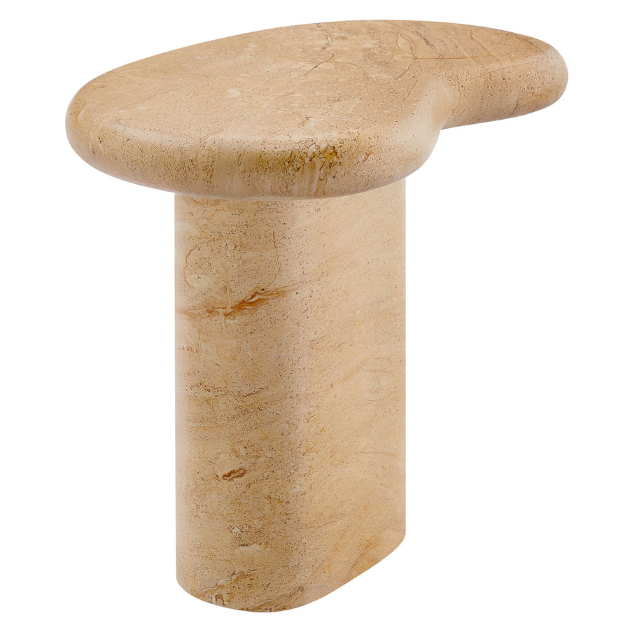 Wade Indoor - Outdoor Patio Textured Faux Travertine Side Table in Travertine