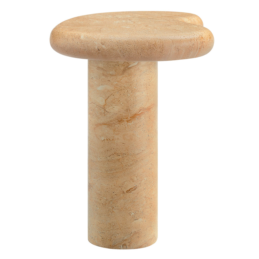 Wade Indoor - Outdoor Patio Textured Faux Travertine Side Table in Travertine