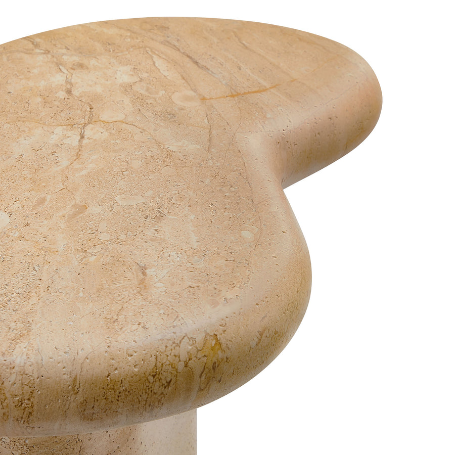 Wade Indoor - Outdoor Patio Textured Faux Travertine Side Table in Travertine