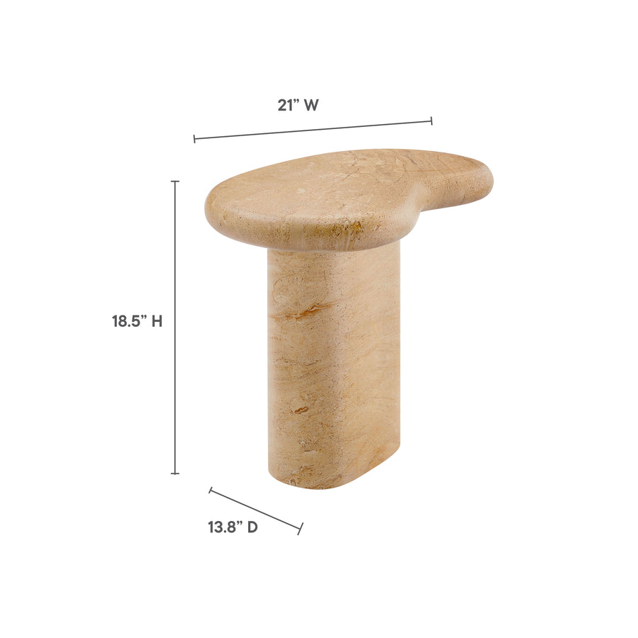 Wade Indoor - Outdoor Patio Textured Faux Travertine Side Table in Travertine