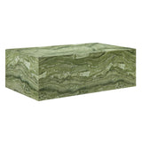Yael Square Plinth Indoor - Outdoor Patio Concrete Coffee Table in Green Marble
