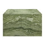Yael Square Plinth Indoor - Outdoor Patio Concrete Coffee Table in Green Marble